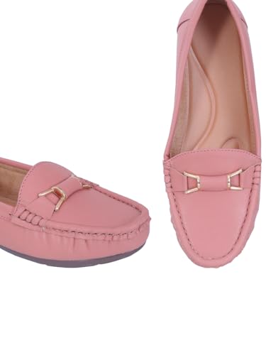Image of Pluxh Women's Elegant Ballet Flats with Metal Accent | Soft Comfort Slip-On Shoes | Lightweight Everyday Footwear | Flexible Grip Sole | Office, Casual & Work Wear