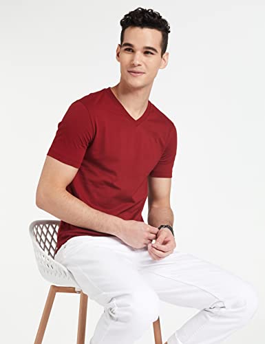 Image of Amazon Brand - Symbol Men's Solid Cotton T Shirt | Plain | V Neck | Half Sleeve-Regular Fit | Combo Pack of 3 (Available in Plus Sizes)