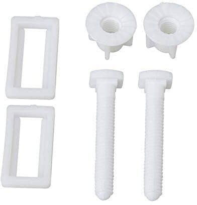 PVC Screw Hinges Set for Wall Hung | Durable Bathroom Hardware Fittings Accessories | Plastic One Piece Toilet Seat Cover Fixing Hinges with Nuts and Washers for Washroom (White, 50MM x 23MM)-image-26