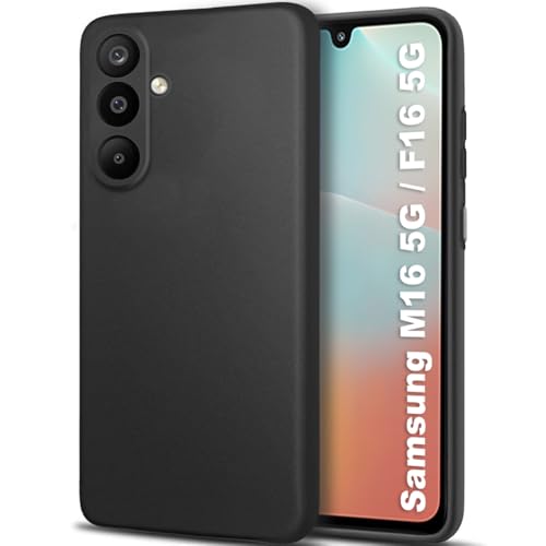 Image of TheGiftKart Sleek Back Cover Case for Samsung Galaxy M16 5G / F16 5G | Slim Fit Protective Design | Ultra Matte Finish | Camera Protection Bump | Soft Silicon Back Cover Case (Silicone, Black)