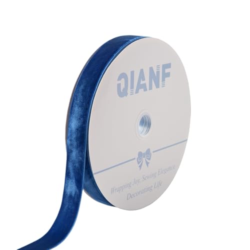 Image of QIANF Vintage Sapphire Blue Velvet Ribbon, 1 Inch X 25Yd