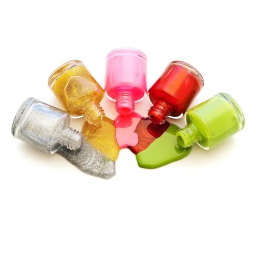 ABOOFAN 15 Botellas Vacías para Esmalte de Uñas de Vidrio Transparente de 5 Ml con Tapa Redonda y Pincel Set de Frascos para Manicura Uso Profesional y Personal