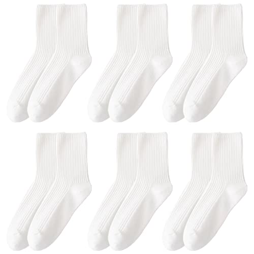 Image of MarJunSep Womens Cute Crew Socks Neutral Cotton Slouchy Loafer Boot Dress Socks Women Girls Granola Essentials