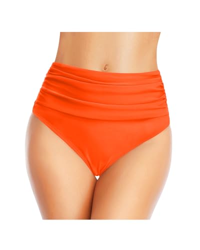 Image of Tempt Me Women's High Waisted Bikini Bottom Tummy Control Ruched Bathing Suit Swim Bottom