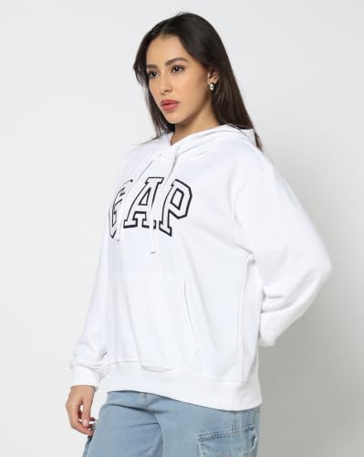 Image of Gap Women Graphic Printed Relaxed Fit Full Sleeve Hoodie