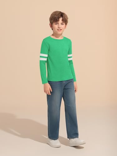 Image of Haloumoning Boys Long Sleeve Shirts Kids Crewneck T Shirts Casual Striped Tops Tees 5-14 Years