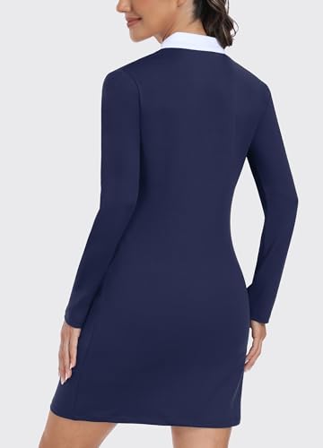 Image of Hiverlay Golf Dresses for Women with Shorts and Pockets, V-Neck Short Sleeve Tennis Dress, Workout Athletic Dresses