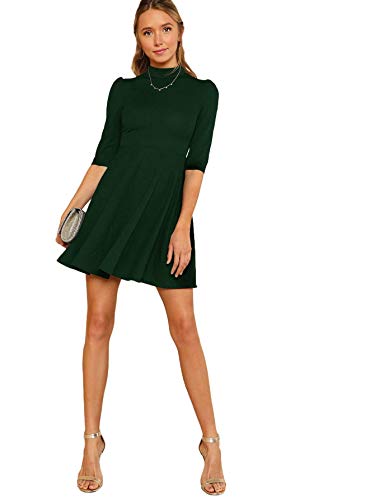 Floerns Women's Mock Neck Short Sleeve Flared A Line Cocktail Dress4