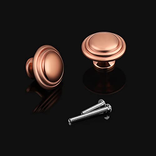 Gobrico 1-3/8" Shiny Copper Bifold Cabinet Knobs Rose Gold Round Style Kitchen Zinc Alloy Door Handles 5 Pack #TOP3