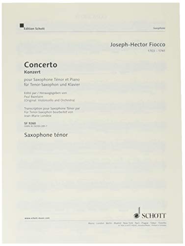 Concerto Sol majeur: cello (tenor saxophone) and orchestra. Réduction pour piano avec partie soliste.