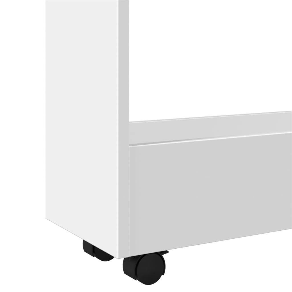 Carro de almacenamiento estrecho con 3 niveles de madera blanca de 60 x 22 x 80 cm, carrito móvil con 4 ruedas, 60 kg, carrito de cocina versátil y carrito auxiliar para almacenamiento