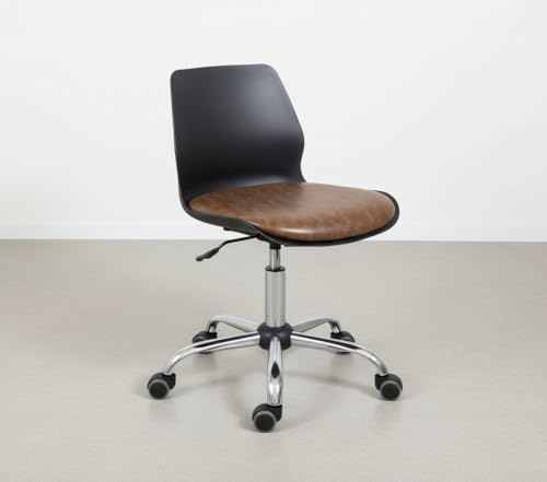 Armless Revolving Office Chair – Solid Steel Suitable for Home/Office/Study/Vanity/Shops/Hospital/Clinic/lab/Spa/Conference/Meeting/Reception (Black and Brown)