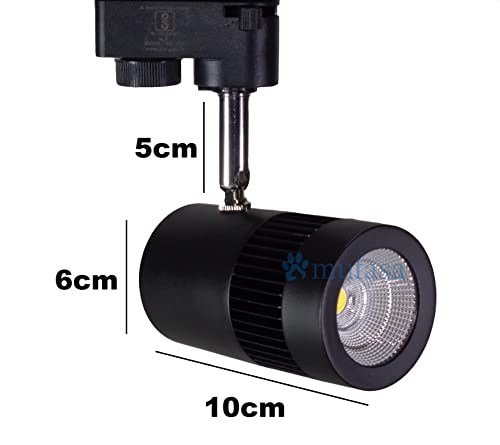 Mufasa 9 Watts Black Body LED Track Light Spot Light/Focus Light | Track Rail NOT Included | Aluminum Body (White)
