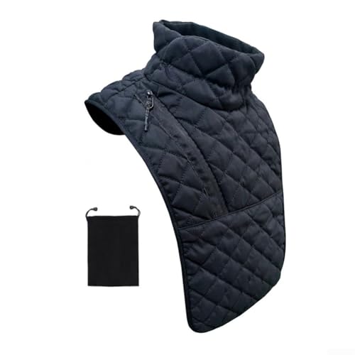 Calentador de cuello de motocicleta para ciclistas, cubierta de cuello de ciclismo de invierno con protector de pecho resistente al viento, soporte cálido para el cuello en negro o gris (bolsa de