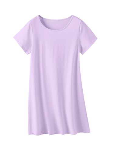 QZH.DUAO Girls Nightgowns 100% Cotton Short Sleeve Sleep Shirts Nightdress Sleepwear 5-14