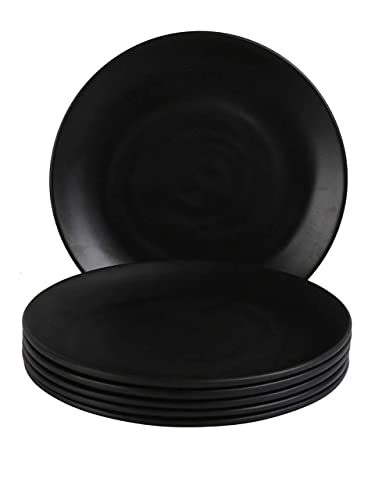 Image of Light Weighted Melamine Round Full Size Spiral Black Designed with Matte Finish(11 Inch) Dinner /Lunch Plates (Pack of 6)