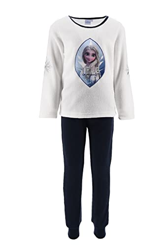 Disney Frozen Pijama Niña, Pijama 2 Piezas, Terciopelo Suave, Diseño Elsa Frozen, Regalo para Niña, Talla 4 Años, Blanco