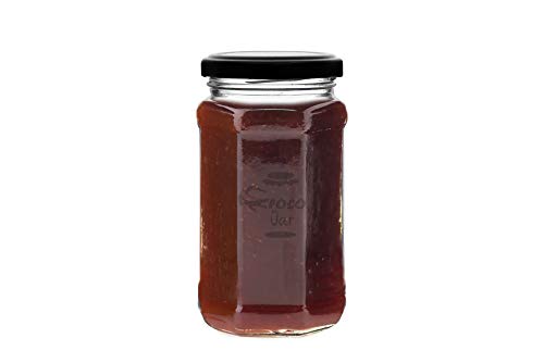 Image of CROCO JAR Hexagon Glass Jar Set of 2 (450 ml) | Airtight Black Lid Mini Glass Storage Jars for Spices Mouth Freshener & Condiments