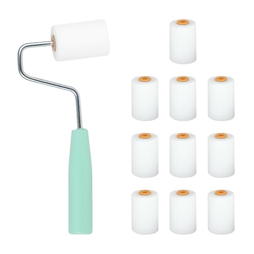 Lot de 10 rouleaux de peinture professionnels en mousse, mini rouleau de peinture avec poignée pour peinture murale et meubles, avec rouleaux de peinture pour...