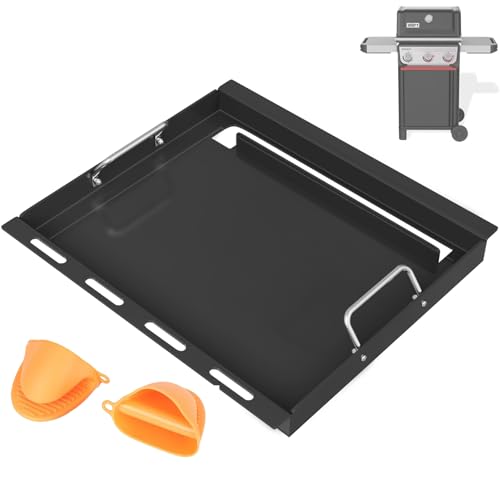 Full Size Griddle Insert for Weber Spirit 300 Series(2025 Models) Flat Top Grill Insert with Handles Replacement Parts for Weber Spirit E310 E325 EP325(2025) Non-stick Carbon Steel Black
