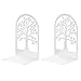 MSDADA 1 Par de Sujetalibros de Metal para Niños, Diseño de árbol de la Suerte, Antideslizante Estantería para Oficina y Escuela Decoración Día del Niño Regalo (Blanco)