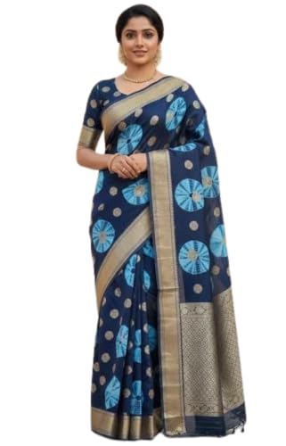 Image of Women's Georgette Batik Print Saree with Woven Zari Border Traditional Saree for Wedding Festival Use