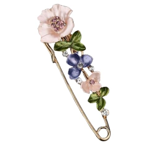 Image of Crystal Flower Brooch Sweater Shawl Brooch Collar Safety Pin Stylish Chic Multi-colored Tulip Flower Pin Rhinestone Enamel Brooch Wedding Party Accessories Jewelry for Women