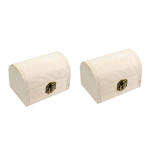 Set di 2 scatole baule in legno grezzo
