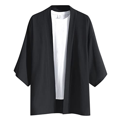Maschio Camicia Estiva Solido Kimono Mezza Manica