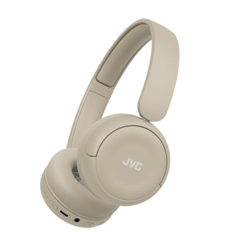 Image of JVC Wireless Headphones with 50H Battery Life, Soft Cushions, Foldable Design, Bluetooth 5.3, Multipoint Connection, App EQ, Built-in Mic - Matte Beige - HAS59WC