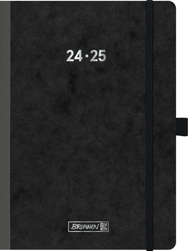 BRUNNEN Schülerkalender (2024/2025) FACT!plus, 2 Seiten = 1 Woche, A5, 208 Seiten, schwarz