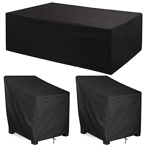 Alster Outdoor Chair Covers(2 Pack) And Patio Table And Chairs Covers, Durable And Waterproof Black Covers For Lounge Deep Seat, Rain Snow Dust Wind-Proof #TOP6