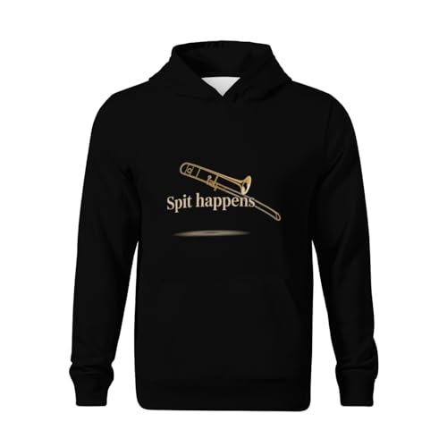 Kids Funny Trombone Gifts Spit Happens Boys Girls Lightweight Kangaroo Pocket Fleece Hoodies2