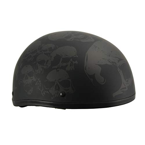 Milwaukee Performance Helmets Americas Smallest DOT Helmet w/Skull Graphics Matte Black