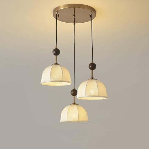 Suspension luminaire vintage dorée 3 lampes pour cuisine et chambre