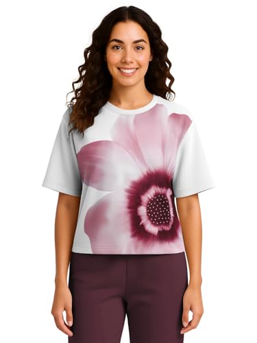 Image of HELLCAT Beige Printed Loose Fit Crew-Neck Crop T-Shirt for Women