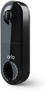 Arlo Essential Wired Video Doorbell - HD Video, 180° View, Night Vision, 2 Way Audio, DIY Installation (wiring required), Security Camera, Doorbell Camera, Home Security Cameras, Black - AVD1001B