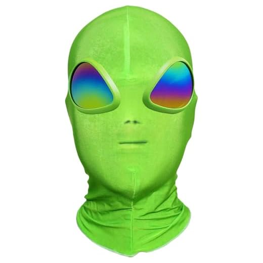 Mascara Alien para Disfraz Alien. Careta aliens para disfraz entraterrestre. Antenas extraterrestre para disfraz marciana. Diadema abtebas alien con ojos.
