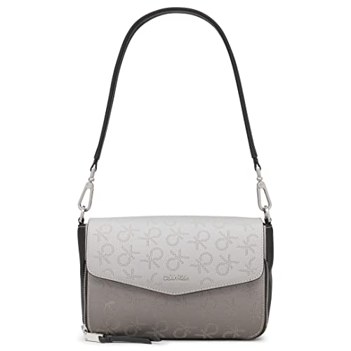 Calvin Klein Bolsa de ombro Ava Novelty Demi, Logotipo preto Multi Perf, One Size