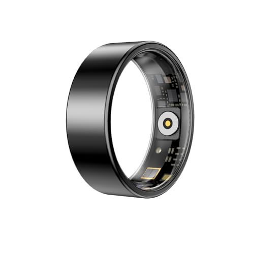 Smart Ring for Sleep & Health Tracking, Heart Rate Monitor, Fitness Recovery Tracker, Comfortable Lightweight Design, 24/7 Wearable Wellness Ring for Men Women (Black 12#)