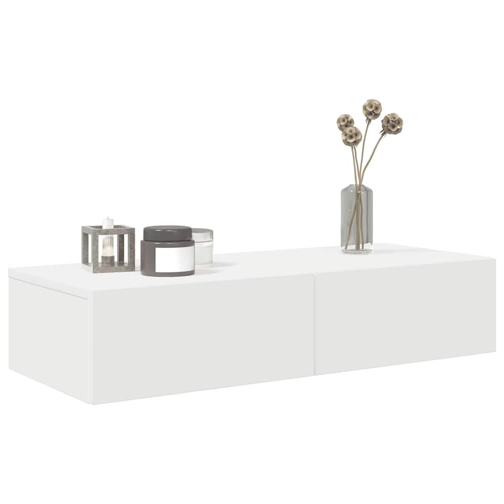 Genérico Estante de Pared con cajones de Madera contrachapada Blanco,Estanterías,Estantes y estanterías-859977