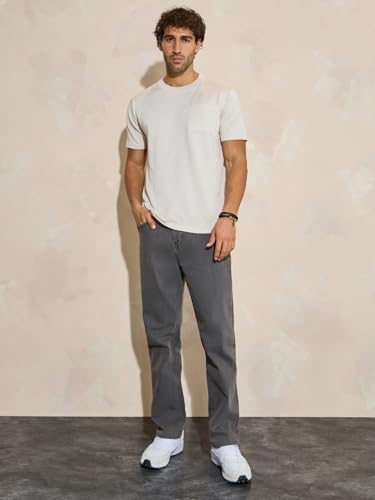 Image of Styli Men Solid Balloon Fit Jeans | Stretchable & Comfort, Mid-Rise Casual Denim Pants for Everyday Wear |Machine Washable
