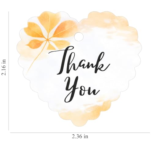 Image of CVANU Heart Shaped Thank You Tags 150-Pcs with Golden String, Floral Design Gift Tags for Wedding Favors| Birthday Party| Small Business Packaging (2.16x2.36 inch) D2