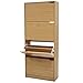 BAKAJI Scarpiera Portascarpe in Legno MDF con 4 Ante Porta Scarpe a Ribalta Maniglie a Scomparsa Doppia Profondità Dimensioni Compatte Slim 63 x 24 x 150 cm Salvaspazio Ingresso Casa (Quercia)