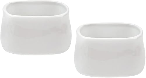 Miniatura 5 de Tazón cuadrado simple de cerámica para azúcar, soporte para bolsitas de té, juego de 2 unidades, color blanco