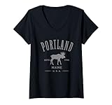 Photo Gallery donna portland maine usa con moose design souvenir maglietta con collo a v Photo Gallery donna portland maine usa con moose design souvenir maglietta con collo a v