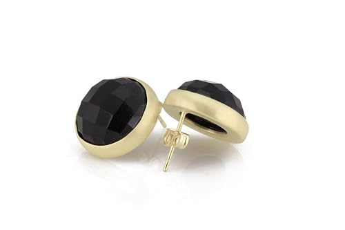 Boucles d'oreilles onyx noir anti irritation avec clous dorés