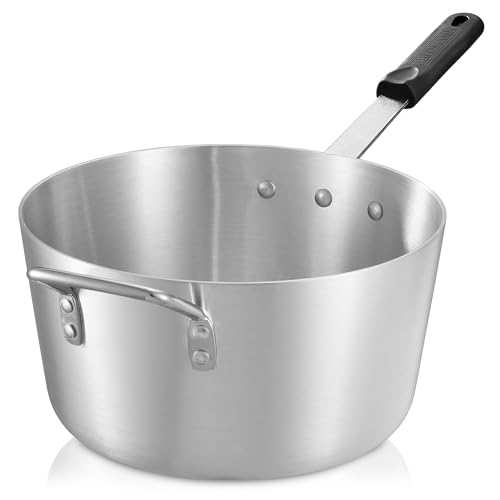 GRIDMANN 7-Quart Tapered Aluminum Sauce Pan with Silicone Handle
