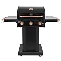 Kenmore 3-Burner Gas Grill | Foldable Side Tables, Cast Iron Cooking Grates, Warming Rack, Hooks for BBQ Grilling Tools, Propane Gas Barbecue Grill, 30,000 BTUs, Black with Copper Accent