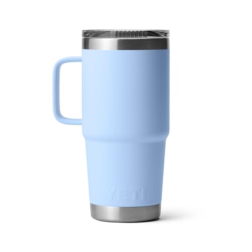 YETI Rambler 20 oz Travel Mug, Stainless Steel, Vacuum Insulated with Stronghold Lid, Big Sky Blue